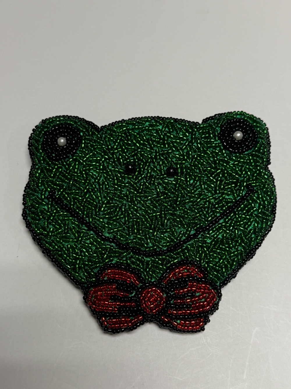 Lee Sands Beaded Frog Coin Purse NWOT Green Frog Change Purse Novelty Zip Pouch